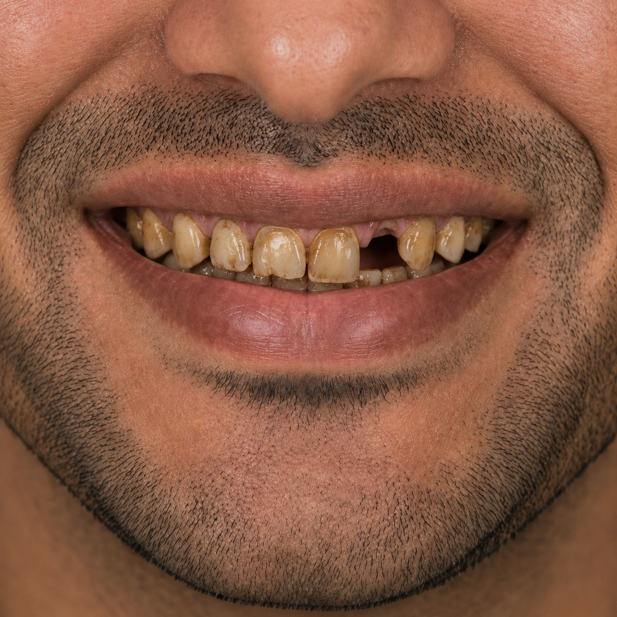 Smile before cosmetic dental treatment