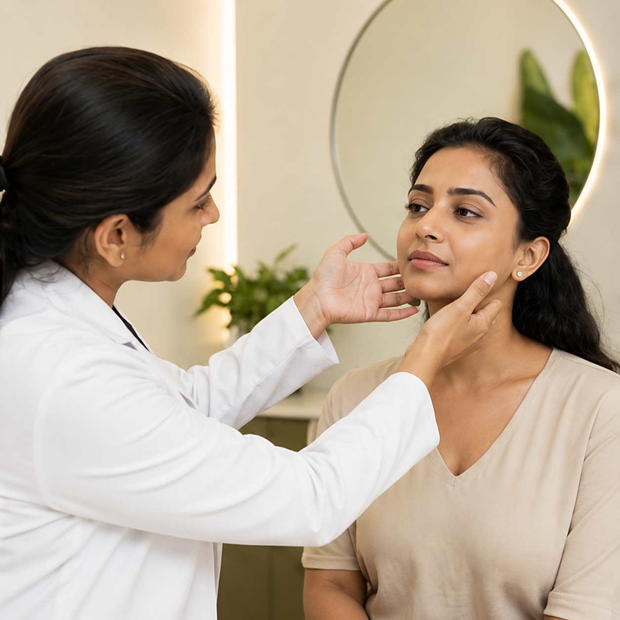 Facial esthetic consultation in a calm clinic